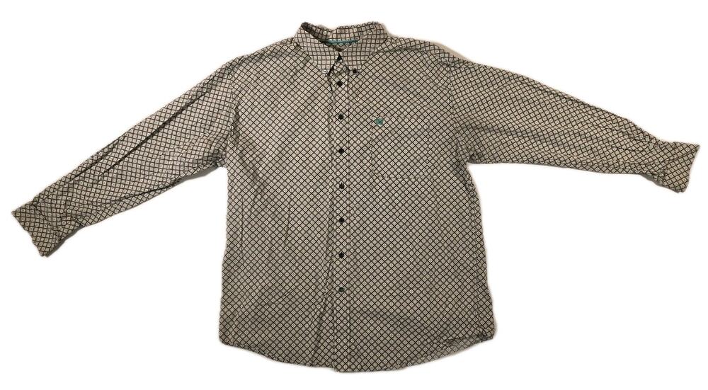 CINCH Men's Long Sleeve Western Shirt Diamond Pattern Green, Gold Size XXL 2XL